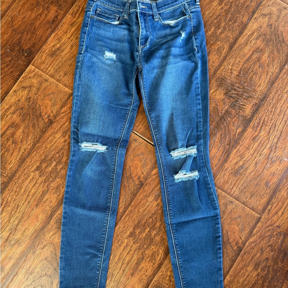 Women's Blue Distressed Jeans